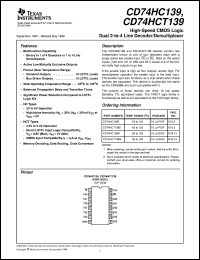 datasheet for CD54HCT139F by Texas Instruments