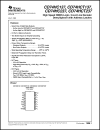 datasheet for CD74HCT137E by Texas Instruments