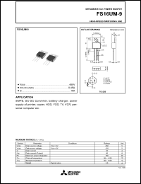 datasheet for FS16UM-9 by Mitsubishi Electric Corporation, Semiconductor Group