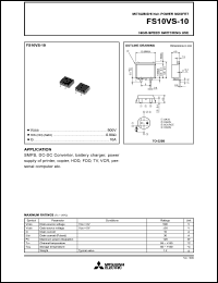 datasheet for FS10VS-10 by Mitsubishi Electric Corporation, Semiconductor Group