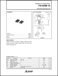 datasheet for FS16KM-10 by Mitsubishi Electric Corporation, Semiconductor Group