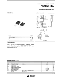datasheet for FS3KM-14A by Mitsubishi Electric Corporation, Semiconductor Group