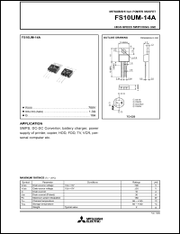 datasheet for FS10UM-14A by Mitsubishi Electric Corporation, Semiconductor Group