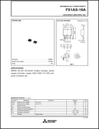 datasheet for FS1AS-16A by Mitsubishi Electric Corporation, Semiconductor Group
