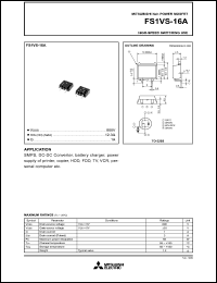 datasheet for FS1VS-16A by Mitsubishi Electric Corporation, Semiconductor Group