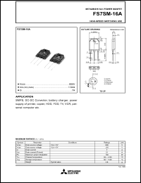datasheet for FS7SM-16A by Mitsubishi Electric Corporation, Semiconductor Group