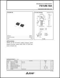 datasheet for FS1UM-18A by Mitsubishi Electric Corporation, Semiconductor Group