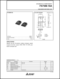 datasheet for FS7SM-18A by Mitsubishi Electric Corporation, Semiconductor Group