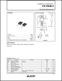 datasheet for FK16KM-5 by Mitsubishi Electric Corporation, Semiconductor Group