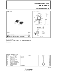 datasheet for FK20UM-5 by Mitsubishi Electric Corporation, Semiconductor Group