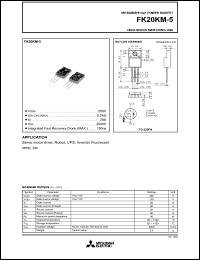 datasheet for FK20KM-5 by Mitsubishi Electric Corporation, Semiconductor Group