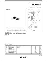 datasheet for FK16UM-6 by Mitsubishi Electric Corporation, Semiconductor Group