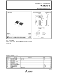 datasheet for FK20UM-6 by Mitsubishi Electric Corporation, Semiconductor Group