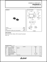 datasheet for FK20VS-6 by Mitsubishi Electric Corporation, Semiconductor Group