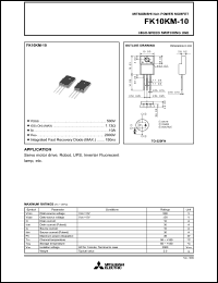 datasheet for FK10KM-10 by Mitsubishi Electric Corporation, Semiconductor Group