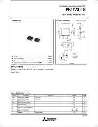 datasheet for FK14VS-10 by Mitsubishi Electric Corporation, Semiconductor Group