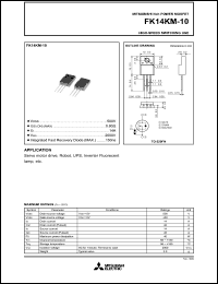datasheet for FK14KM-10 by Mitsubishi Electric Corporation, Semiconductor Group