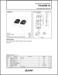 datasheet for FK20SM-10 by Mitsubishi Electric Corporation, Semiconductor Group