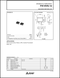 datasheet for FK10VS-12 by Mitsubishi Electric Corporation, Semiconductor Group