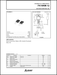 datasheet for FK10KM-12 by Mitsubishi Electric Corporation, Semiconductor Group