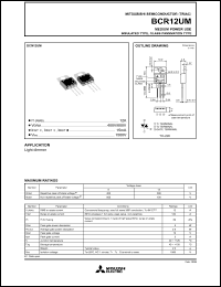 datasheet for BCR12UM by Mitsubishi Electric Corporation, Semiconductor Group