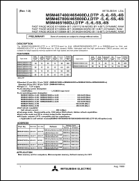 datasheet for M5M465800DJ-5S by Mitsubishi Electric Corporation, Semiconductor Group