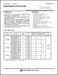 datasheet for M5M5408BFP-10HW by Mitsubishi Electric Corporation, Semiconductor Group