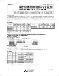 datasheet for M5M467400BTP-5 by Mitsubishi Electric Corporation, Semiconductor Group