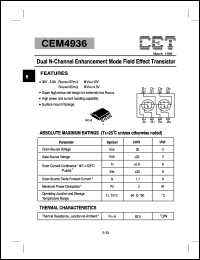 datasheet for CEM4936 by Chino-Excel Technology Corporation