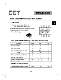 datasheet for CEM4953 by Chino-Excel Technology Corporation