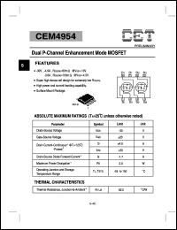 datasheet for CEM4954 by Chino-Excel Technology Corporation