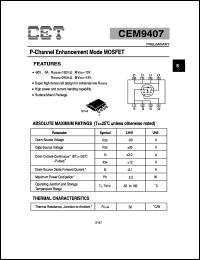 datasheet for CEM9407 by Chino-Excel Technology Corporation