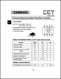 datasheet for CEM9433 by Chino-Excel Technology Corporation