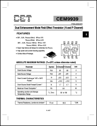 datasheet for CEM9939 by Chino-Excel Technology Corporation