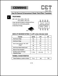 datasheet for CEM9945 by Chino-Excel Technology Corporation