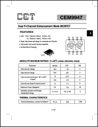 datasheet for CEM9947 by Chino-Excel Technology Corporation