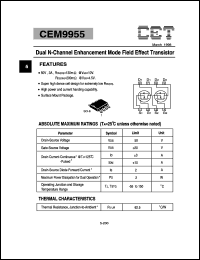 datasheet for CEM9955 by Chino-Excel Technology Corporation