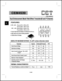 datasheet for CEM4539 by Chino-Excel Technology Corporation