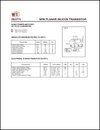 datasheet for 2N3773 by Wing Shing Electronic Co. - manufacturer of power semiconductors