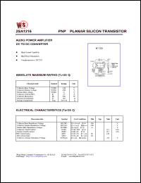 datasheet for 2SA1216 by Wing Shing Electronic Co. - manufacturer of power semiconductors