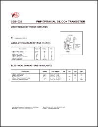 datasheet for 2SB1033 by Wing Shing Electronic Co. - manufacturer of power semiconductors