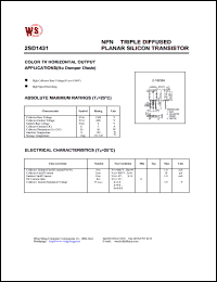 datasheet for 2SD1431 by Wing Shing Electronic Co. - manufacturer of power semiconductors