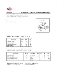 datasheet for 2SD313 by Wing Shing Electronic Co. - manufacturer of power semiconductors