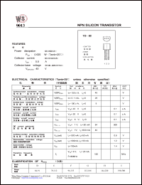 datasheet for 9013 by Wing Shing Electronic Co. - manufacturer of power semiconductors