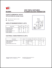 datasheet for BU208A by Wing Shing Electronic Co. - manufacturer of power semiconductors
