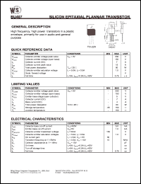 datasheet for BU407 by Wing Shing Electronic Co. - manufacturer of power semiconductors