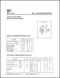 datasheet for BUT11 by Wing Shing Electronic Co. - manufacturer of power semiconductors