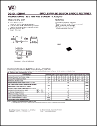 datasheet for DB101 by Wing Shing Electronic Co. - manufacturer of power semiconductors
