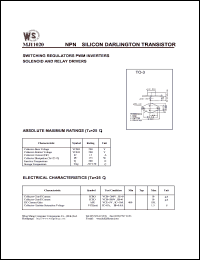datasheet for MJ11020 by Wing Shing Electronic Co. - manufacturer of power semiconductors