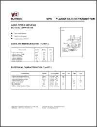 datasheet for MJ15003 by Wing Shing Electronic Co. - manufacturer of power semiconductors